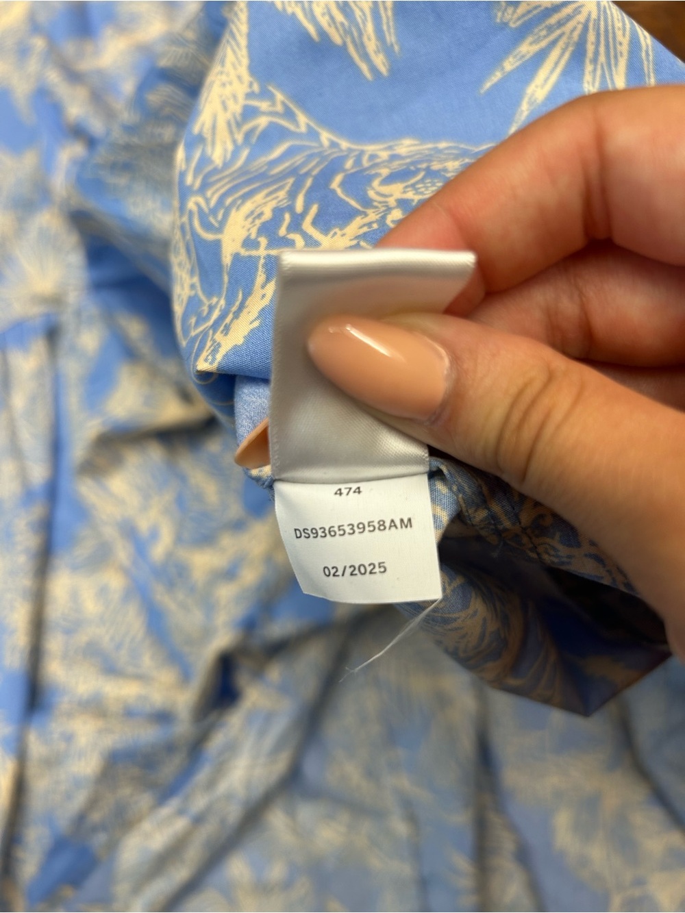 Cottagecore boho Light Blue and White Tropical tiered Shirtwaist Dress - Picture 7 of 8